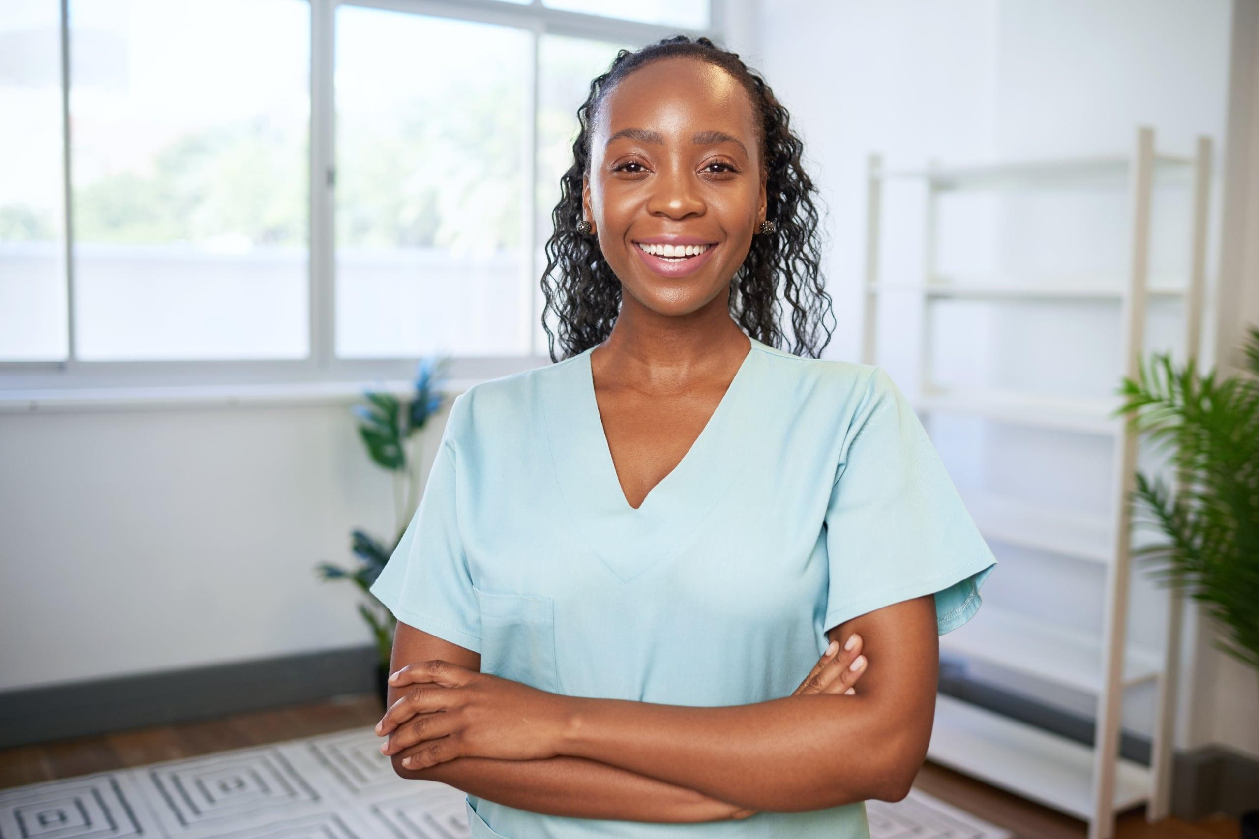 Smiling African-American allied health professional